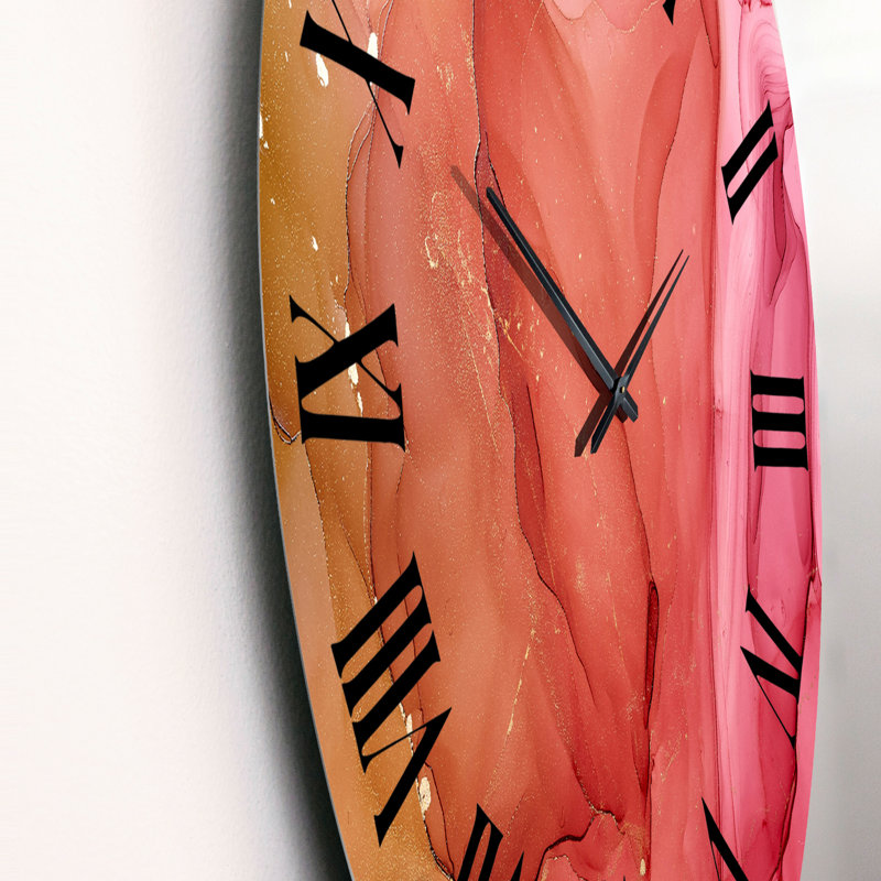 Horloge murale moderne rouge à encre liquide Art Ii, Grand