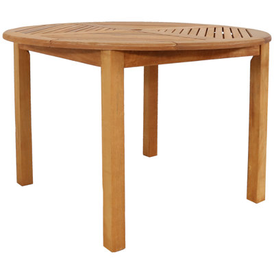 Friedrich 42.75" Round Meranti Wood Outdoor Dining Table