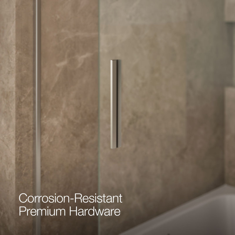 Levity 59.63" x 59.75" Bypass Bath Door with CleanCoat® Technology, Clear, Matte Nickel