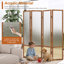 Cloison 4 panneaux en bois - Cloison de 67 po de hauteur en rotin et acrylique avec cadre en bois massif, paravent pliable en verre givré, cloisons murales autoportantes pour bureau de chambre à coucher, naturel