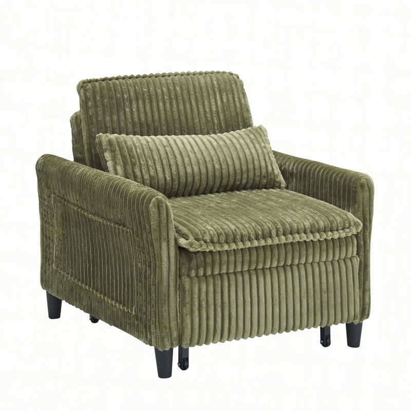 32" Folding Single Couch Deep Seat Sofa Bed For Living Room And Office, Green