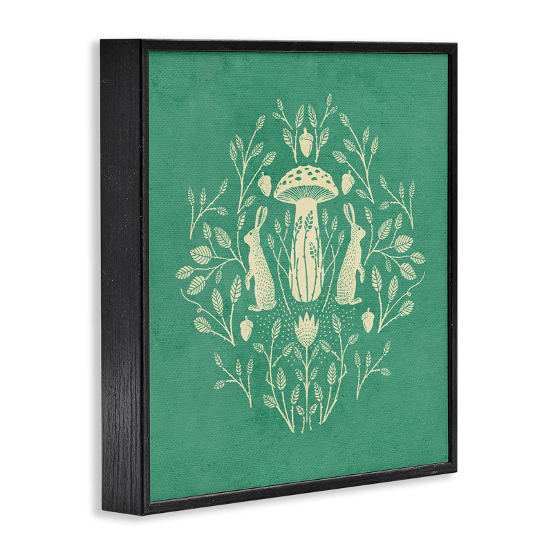 «Floral Herbs with Rabbits», art de la giclée encadrée par Katie O'Shea, Giclée encadrée noir minuit, H 17 po x l 17 po