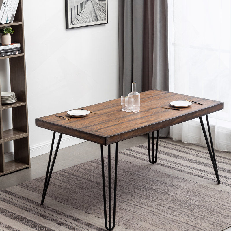 Ensemble de salle à manger 7 pièces, table à manger en épingle à cheveux avec 6 chaises, 3 options de couleurs, Beige