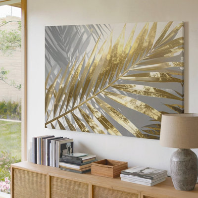 A Contemporary Minimalist Artwork Showcasing A Canvas Single Palm Leaf With Long Slender Fronds Wall Art Premium Quality Ready To Hang