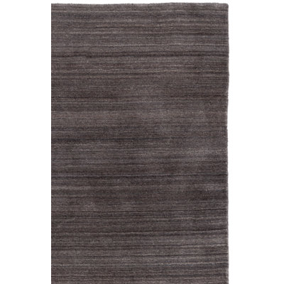 Thendara Hand Loomed Wool/Cotton Solid Color Rug in Charcoal
