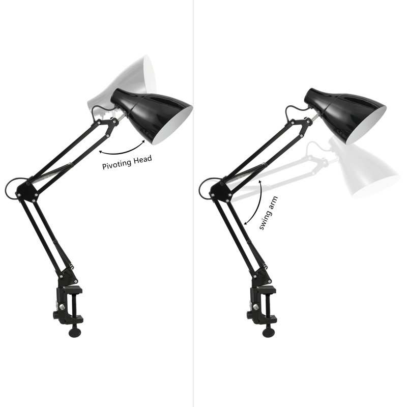 Kreshnik Metal Clip On Lamp, Black