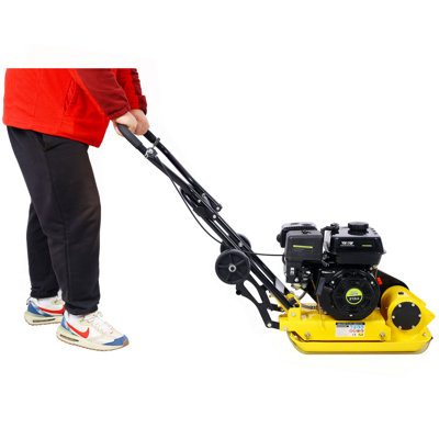 Compacteur à plaque de 20 x 14 pouces à force de compactage de vibration de gaz 7,0 HP 5500VPM MAX avec roue intégrée, conforme EPA