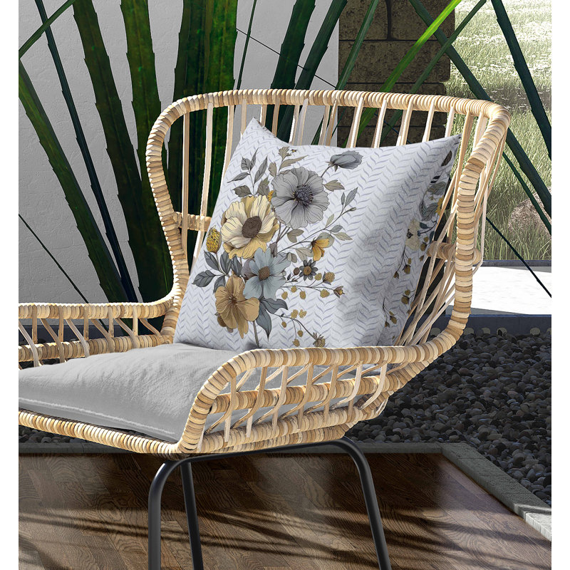 Coussin intérieur / extérieur Misty Meadows, Bleu / argent, Carré 16 po