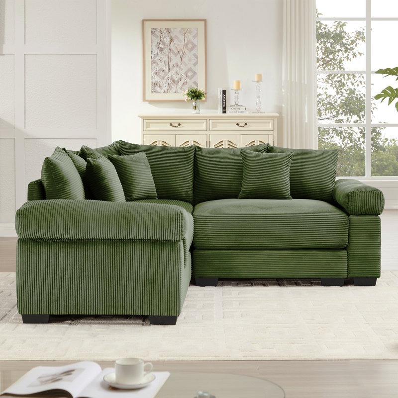 Canapé modulaire surdimensionné surdimensionné en nuage, canapé modulaire convertible avec accoudoirs très larges, 10 coussins décoratifs en velours côtelé de qualité supérieure, conception ergonomique, assemblage facile, pour les salons, vert