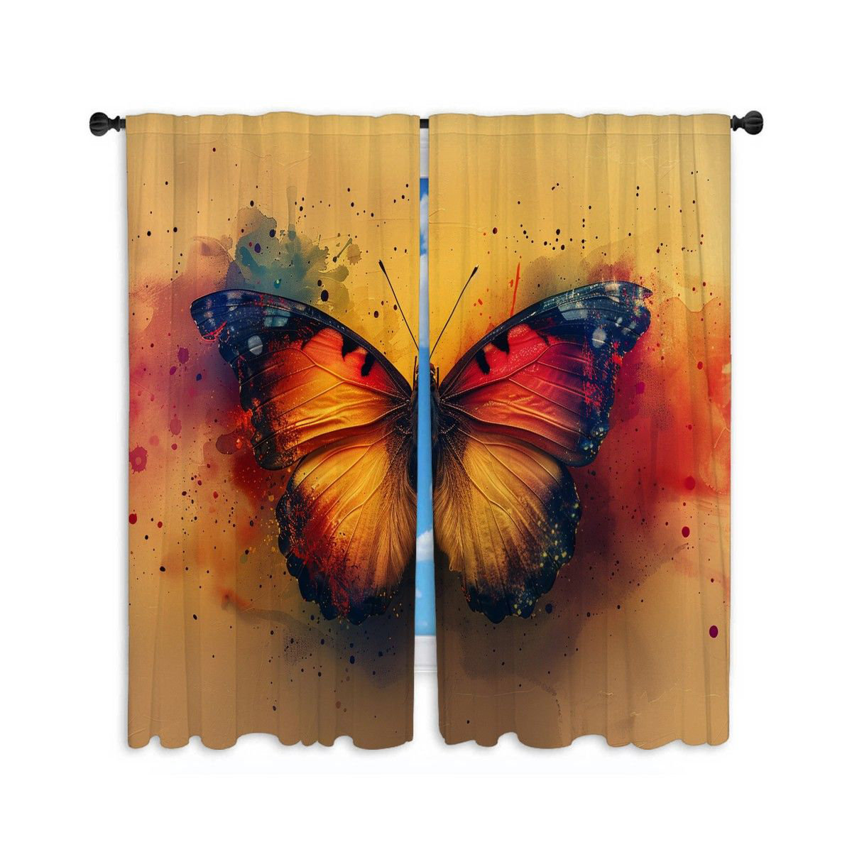 VisionDecor Bright Butterfly Sheer Window Curtains - 2 Panels | Wayfair