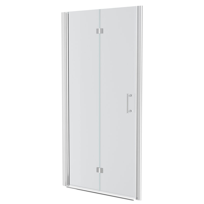 Stylish 30"W X 72"H Fold Frameless Shower Door With Tempered Glass, Chrome