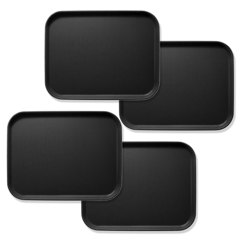 Non-Skid Serving Trays, NSF Certified, Black, 16" x 22" Rectangular