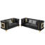 Ensemble de canapé de luxe en velours avec garnitures en acier inoxydable doré, design moderne Mid-Century pour les salons élégants