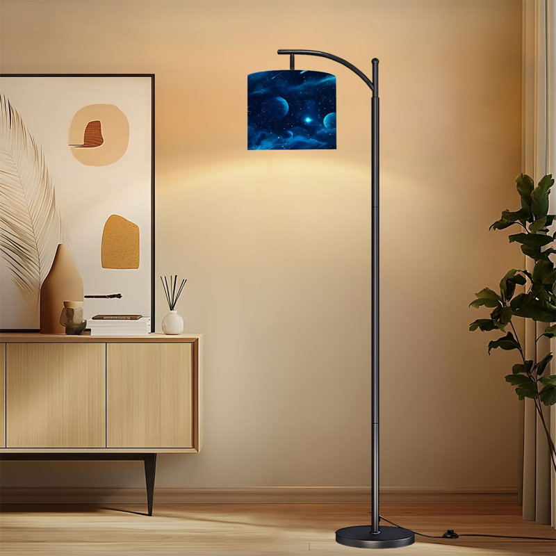 Lampe sur pied à arc avec abat-jour réglable Cosmic Space Deep Blue