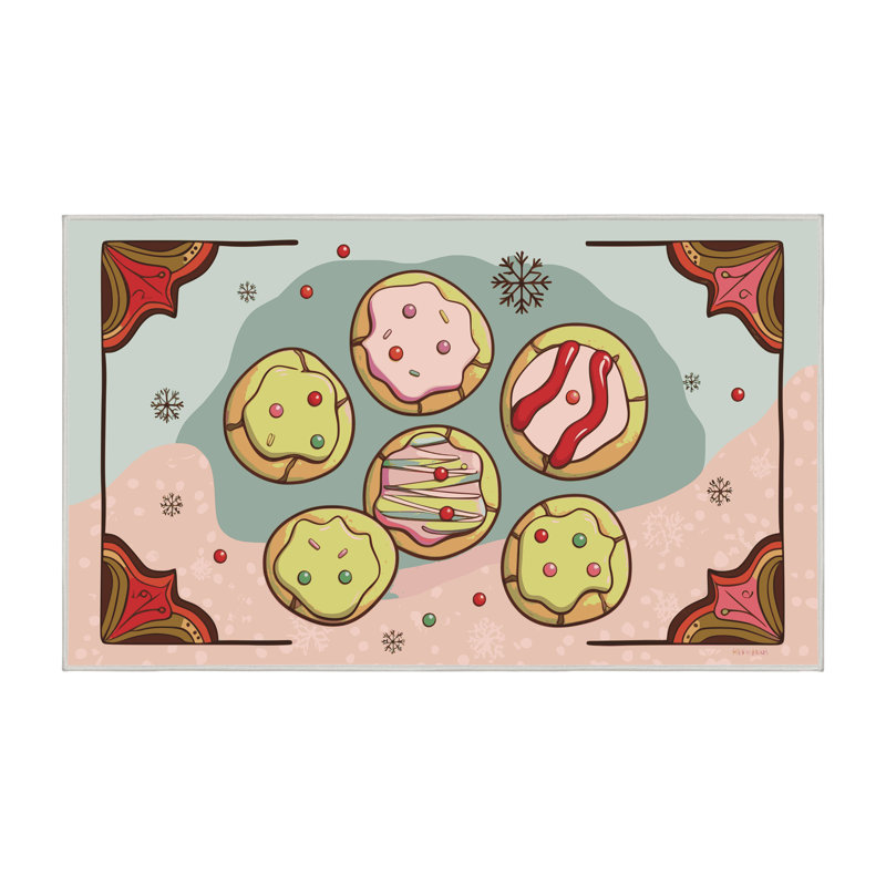 Tapis de vacances The Holiday Aisle® Cookies, Rectangulaire 3 pi x 5 pi