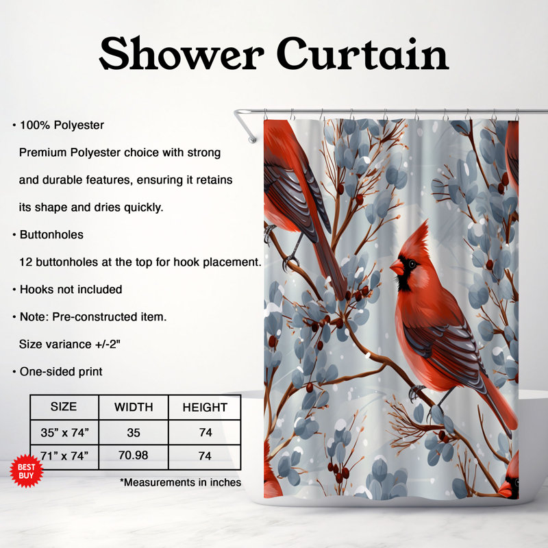 Rideau de douche Cardinal Perch - Premium, H 74 po x l 71 po