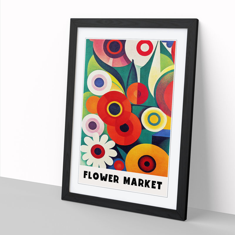 Retro Flower Market Exhibition No.11 - Single Picture Frame Print on Wood, 46cm H x 34cm W x 2cm D
