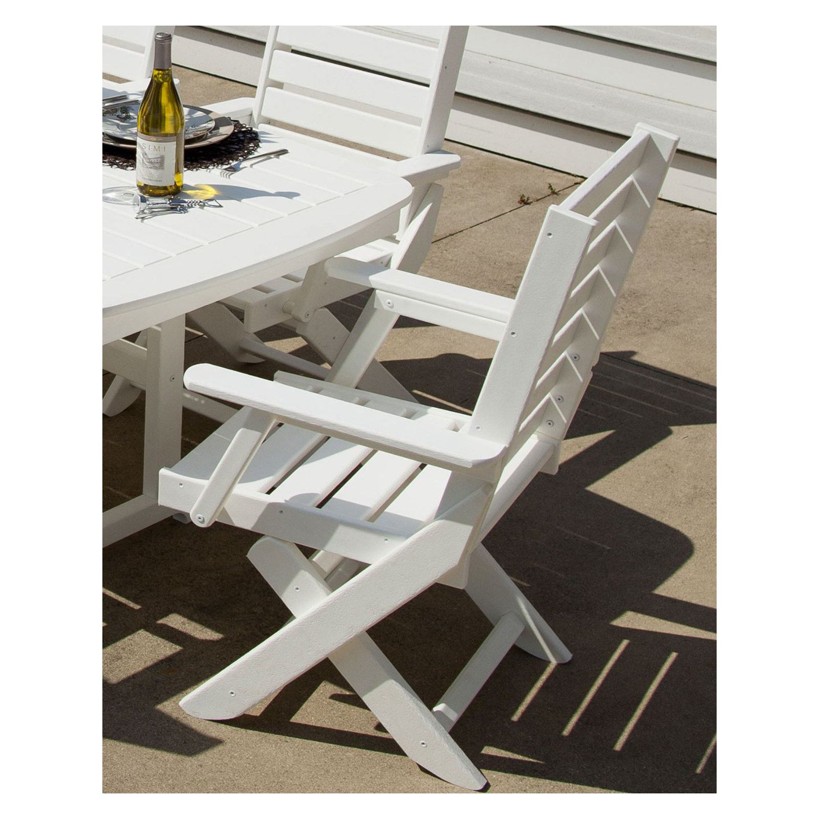 POLYWOOD Captain Folding Dining Chair, White