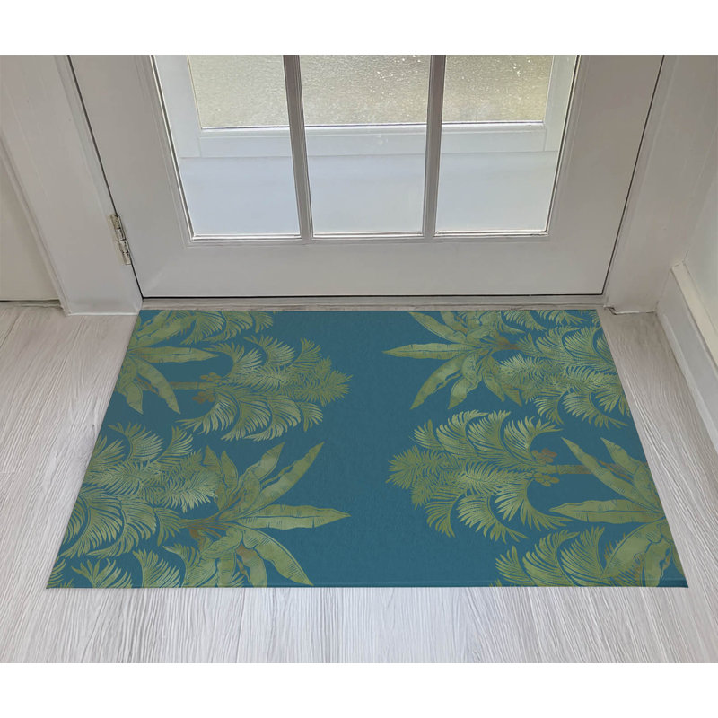 Paillasson intérieur antidérapant In the Jungle, Bleu sarcelle, L 24 po x L 36 po