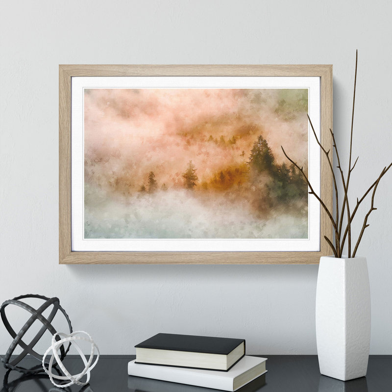 Misty Forest - Picture Frame Painting Print, 33cm H x 45cm W x 2cm D, Oak Framed