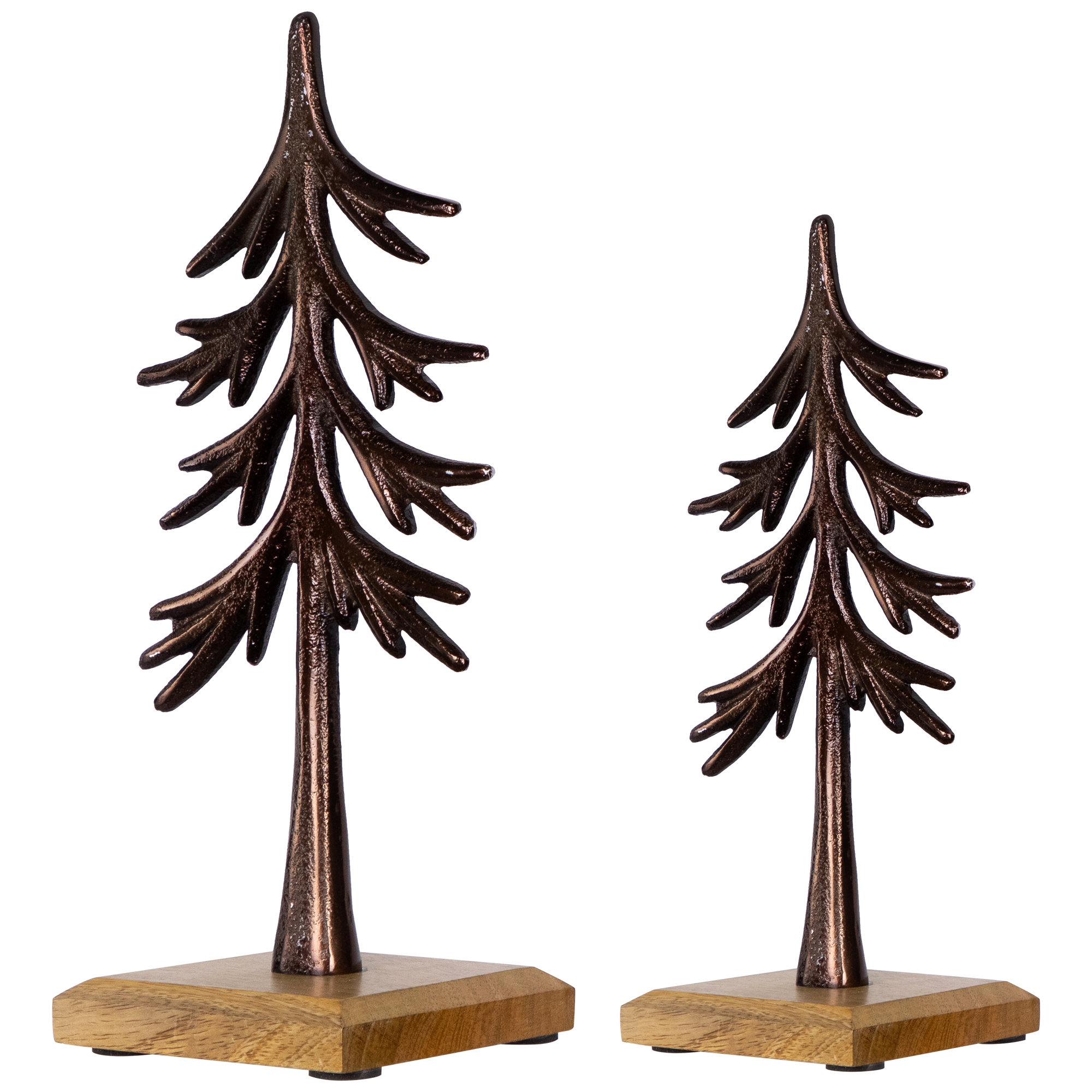 Northlight Seasonal Trees On Wood Base Metal Christmas Decorations - 11.5" - Set Of 2 & Reviews | Wayfair