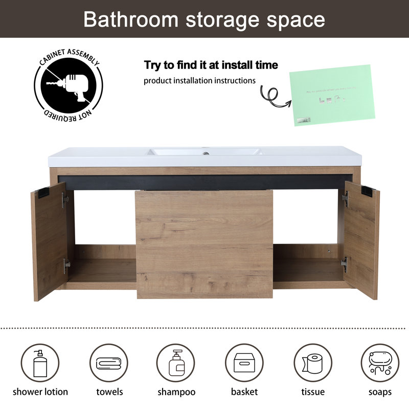 Ebern Designs Zalet 48'‘Wall Mounted Single Bathroom Vanity