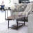 Jamestown Oval Coffee Table with Storage Shelf Mid Century Walnut Wood Grain and Black Metal Frame-784207998