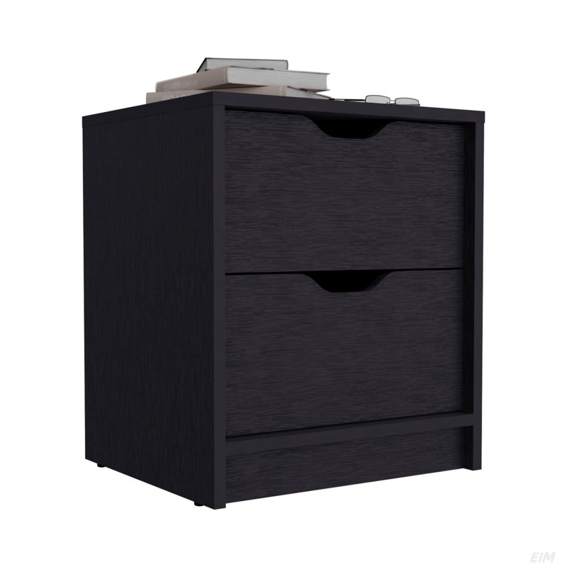 Nightstand, Two Drawers, Black