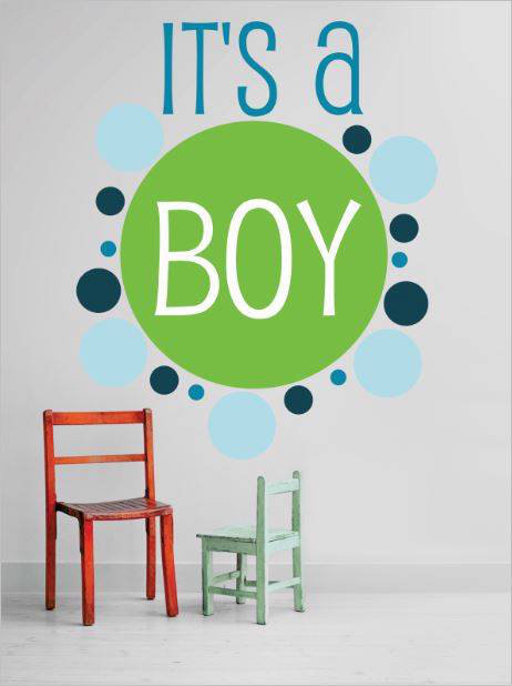 Wall Decal, Green/Blue/Baby Blue, 16" H x 20" W x 0.16" D