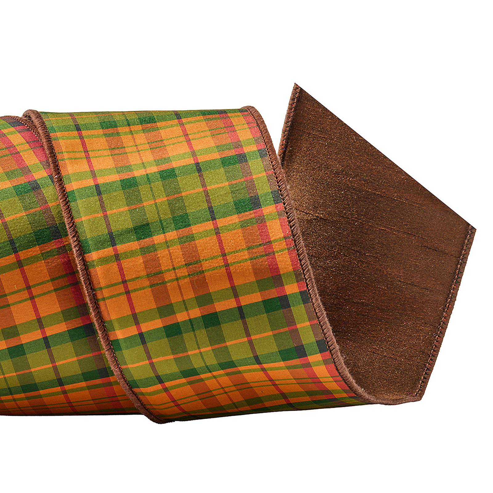 4"X10Y Dupion Autumn Plaid Ribbon