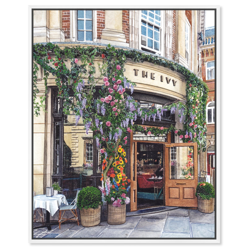 «Cafe Time» - peinture sur toile, H 24 po x l 20 po, Toile blanche encadrée