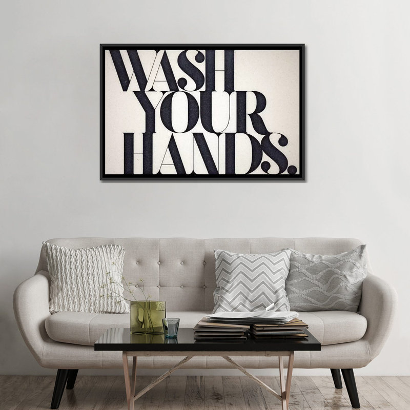 «Wash Your Hands», reproduction sur toile, H 32 po x l 48 po, Toile encadrée, Black