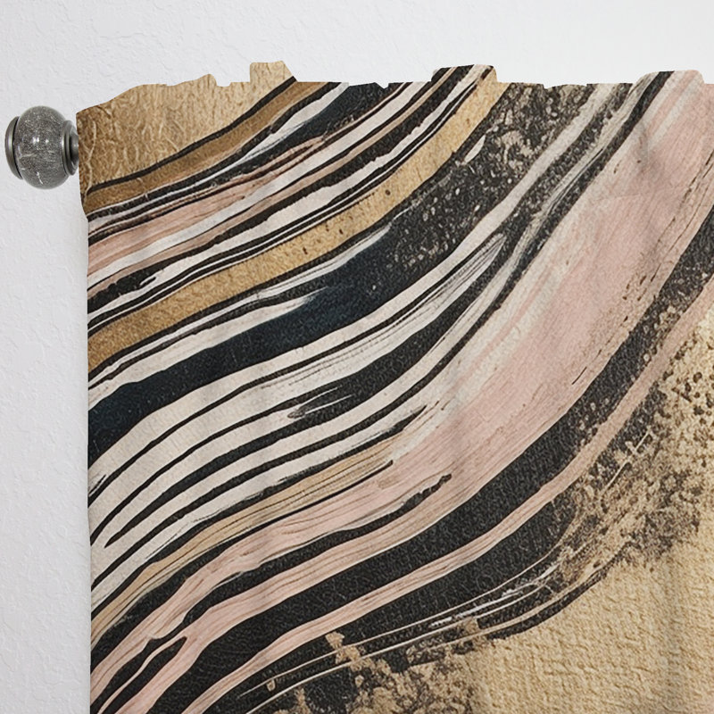 Doone - Gold Embracing Essence Of Lines II - Modern Velvet Curtain - Room Darkening - 1 panel, 52" W x 84" L