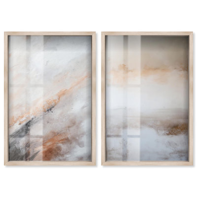 Nebula Grains Set Shadowbox Print Gold Boho Wall Decor Set by Art Remedy, Black Frame, 10 x 15