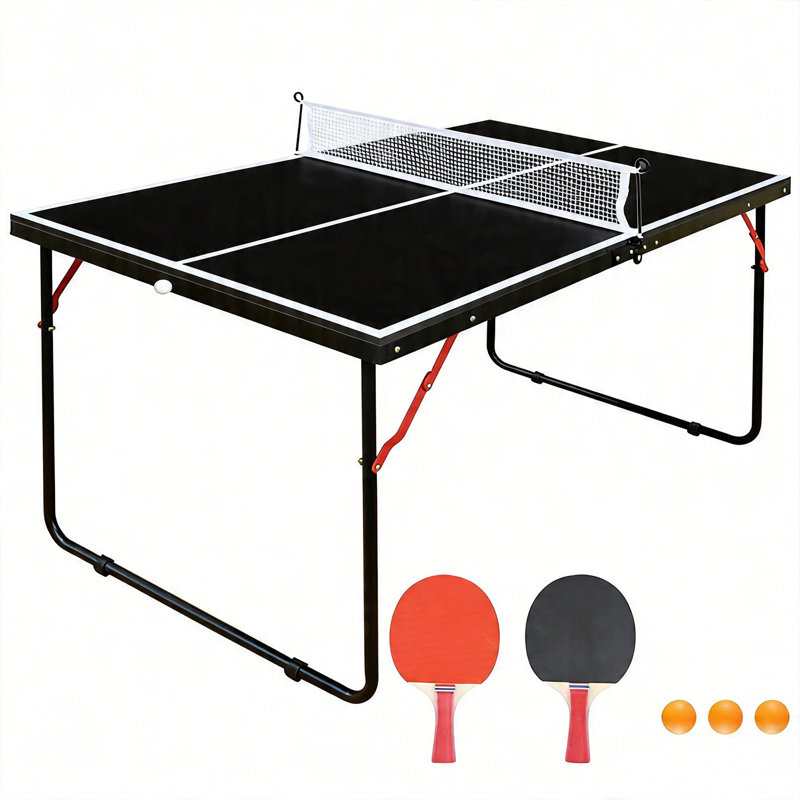 Table de ping-pong pliable de 137 cm (4,5 pieds), avec filet et 2 raquettes. Facile à ranger - 137 x 76 x 67 cm (54 x 30 x 26,4 pouces) - MDF - 1 pièce - Violet - Pliable et portable