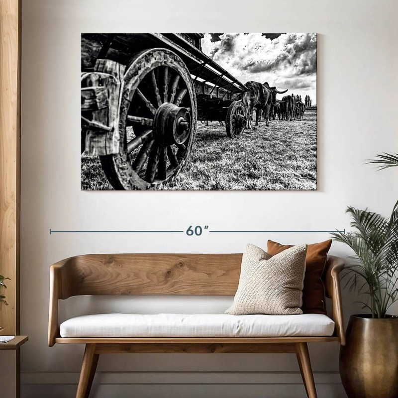 Mehar Bullocks Pulling A Wagon, 32" H x 48" W