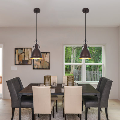 Ensemble de 2 luminaires suspendus Farmhouse, îlot de cuisine 6,5 po, luminaire suspendu industriel, luminaire suspendu pour îlot de cuisine au-dessus d'un îlot de cuisine, bronze huilé