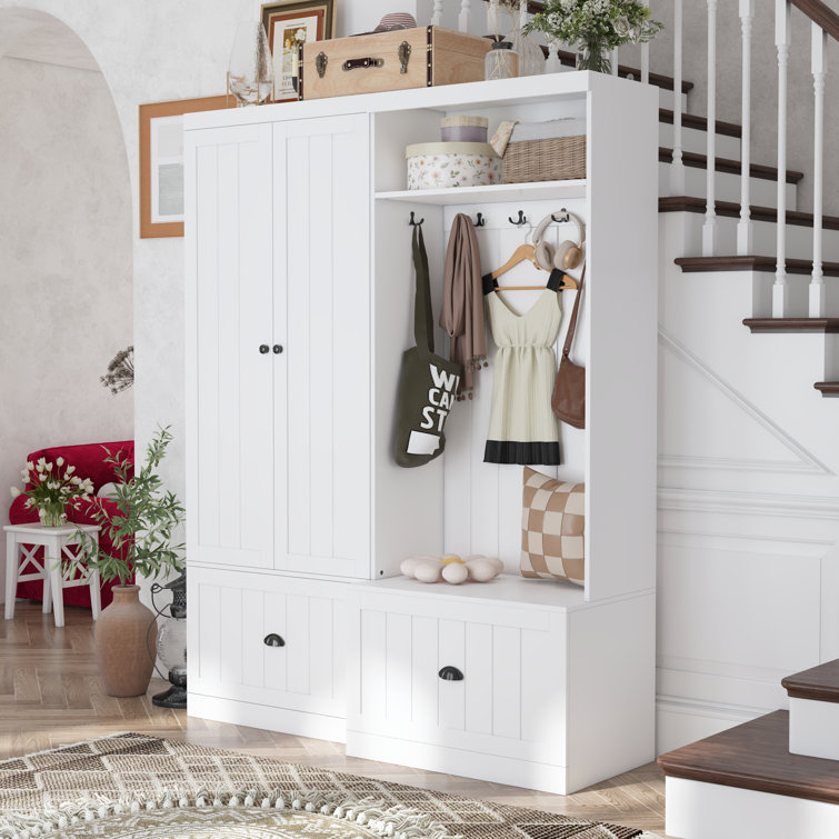 Hall Tree Set With Strong Storage And Metal Hooks