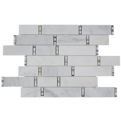 Natural Stone Marble 3/8 x Random Linear Polished Mosaic Wall Tile (5 PC Per Carton) (6.05 SQFT Per Carton)