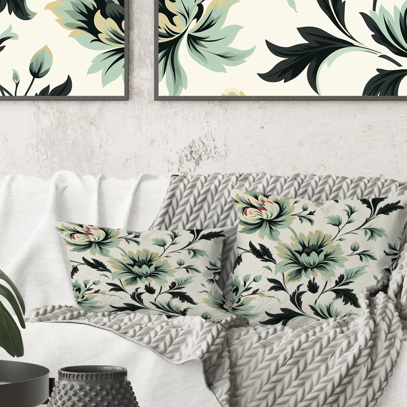 Green Sleek Damask Harmony - Throw PillowAbstract Coral Reef Multicolor Azure - Throw Pillow