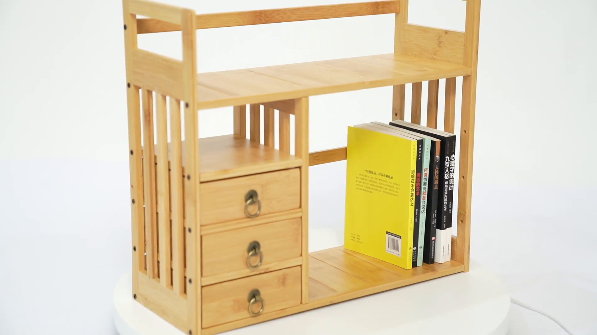 Bamboo Desktop Bookshelf Adjustable Storage Organizer Display Shelf