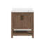 Meuble-lavabo Vegas 30 po à lavabo simple, fini noyer épicé, comptoir en pierre reconstituée blanc tourterelle, quincaillerie noire mate-136247903-136247906