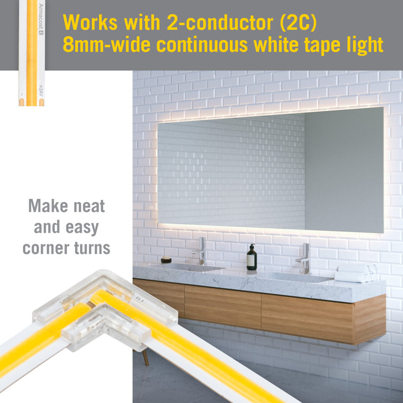 2-Pin Clear LED Strip Light Corner Connectors (4-Pack)