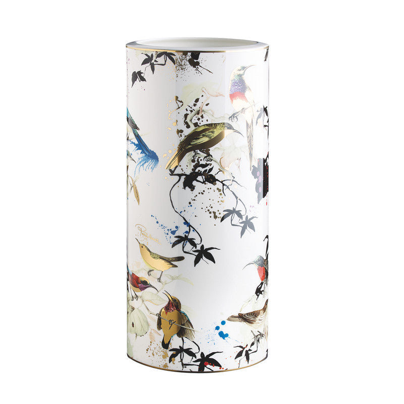 Vase GARDEN'S BIRDS, 14" H x 6.3" W x 6.3" D