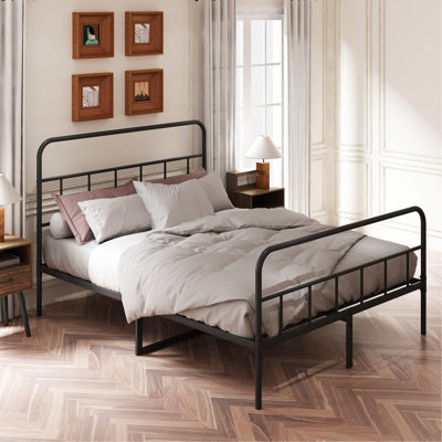 Queen Bed Frame With Headboard And Footboard, Metal Platform Bed Frame, All Metal Slats Support, Under Bed Storage, No Box Spring Needed, Easy Assembly, Black