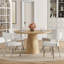 Ensemble de salle à manger rond 5 pièces avec table à pied centrale et chaises rembourrées-626328741-626328746