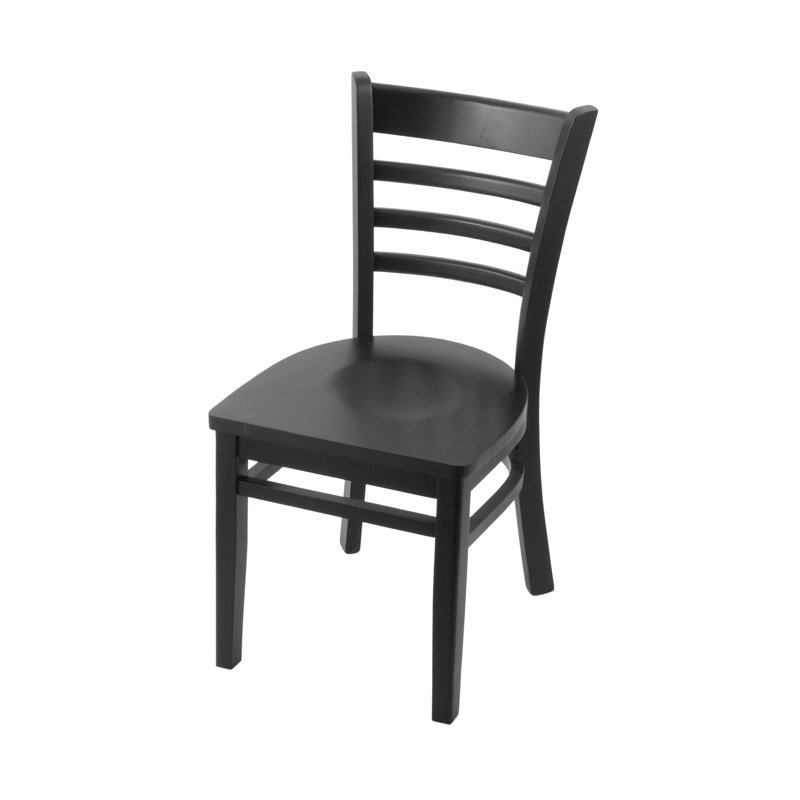 Chaise d'appoint à dossier échelle en bois massif, Noir