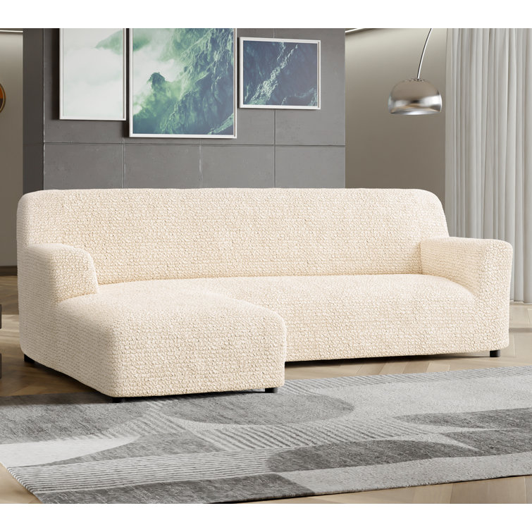 Stretchy Slipcover for Chaise Sectional - Easy to Clean & Durable - Microfibra Collection (Left Chaise) 
