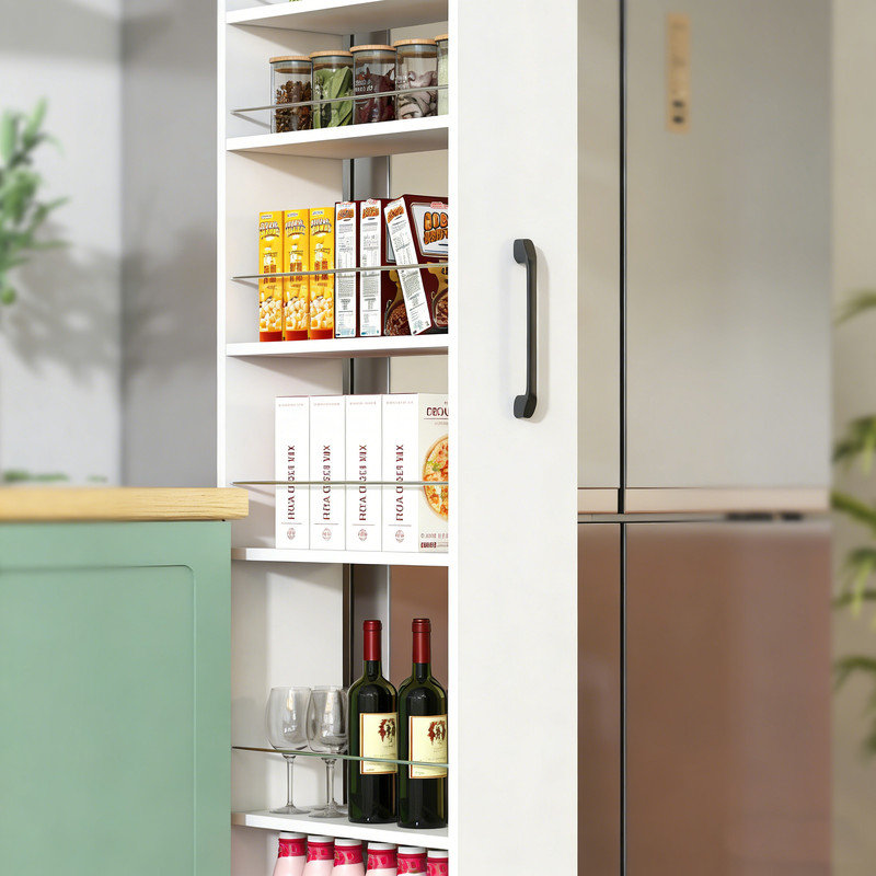 Pull Out Spice Rack Organizer for Inside Kitchen Cabinets, White