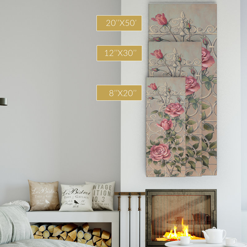 Jardin romantique II - impression sur toile tendue, H 20 po x l 8 po x P 1,5 po